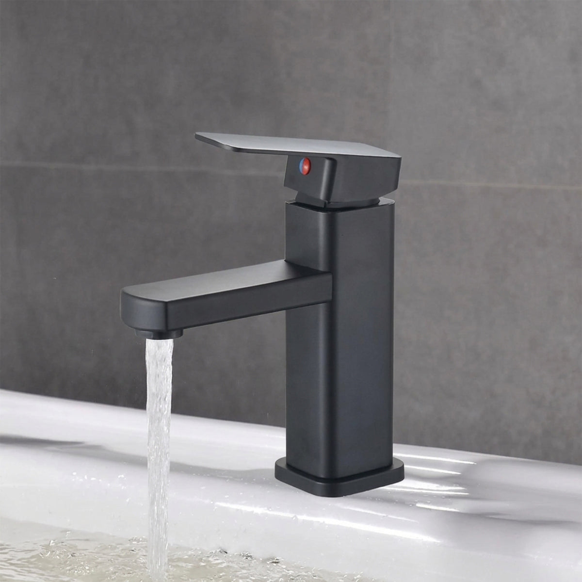 Black Sink Mixer Tap Cloakroom Basin Waterfall Mono Bathroom Tap Fixings + Waste