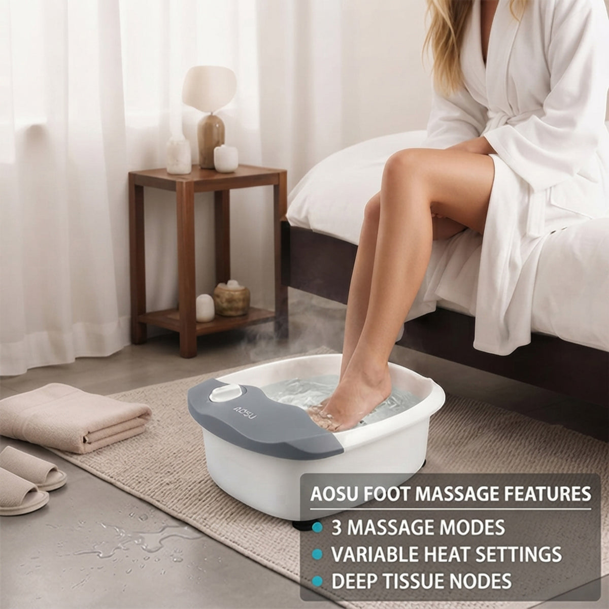 DENNY Foot Spa & Massager Pedicure Bath with Electric Temp Controller Heater,