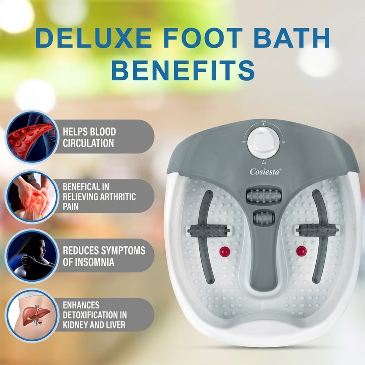 Foot Spa Pedicure Electric Vibrating Wet Warm Bath with Infrared Massage Roller