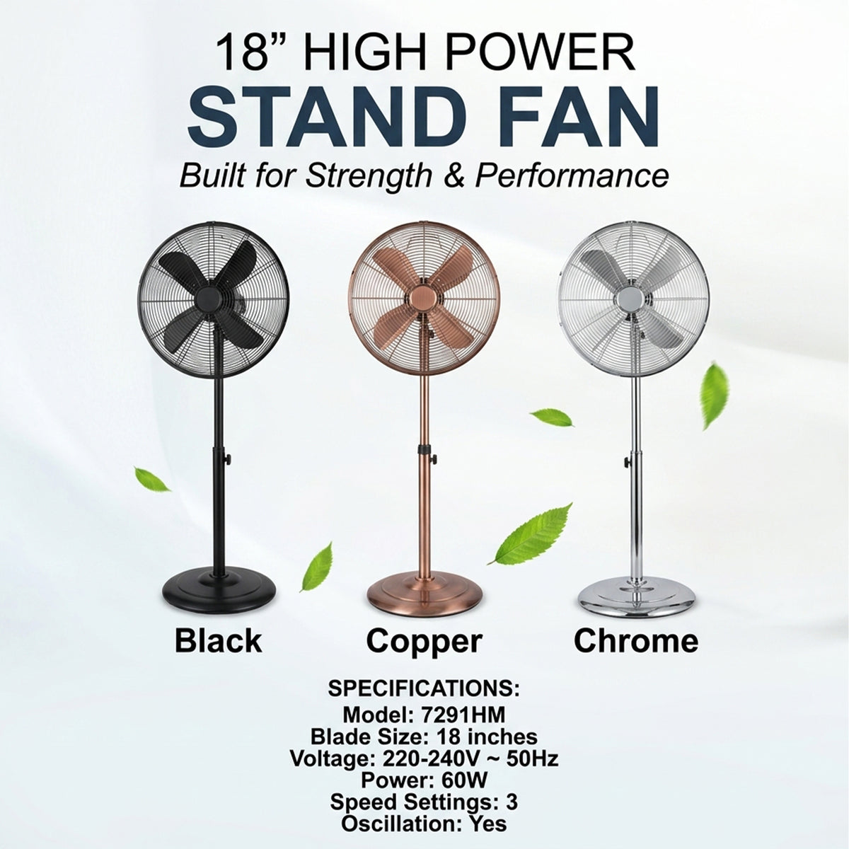 18” Inch Metal Fan Black Colour Next working day Delivery