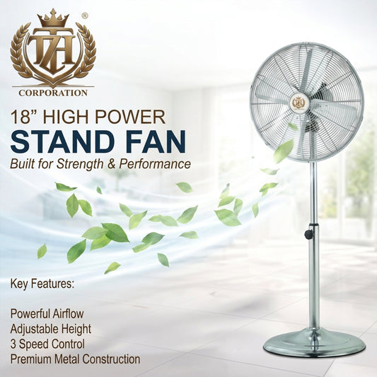 18” Metal Floor Standing Fan Chrome Colour Next working day Delivery