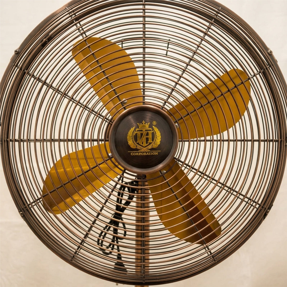 Standing Floor Fan Copper Metal Oscillation Electric 3-Speed 18 Inch No Sound.