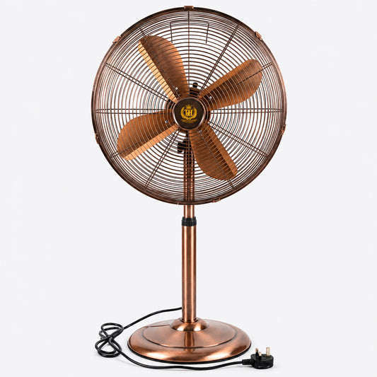 18” Inch Standing Floor Fan Copper Metal Oscillation Electric 3-Speed.