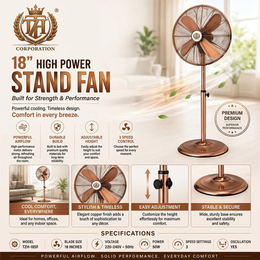 18” Metal Standing Fan Copper Colour Next working day Delivery