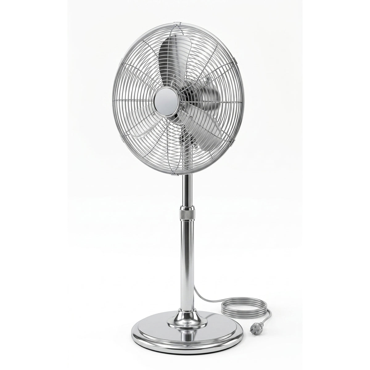 18” Pedestal Standing Floor Fan Chrome Metal Oscillation Electric 3-Speed