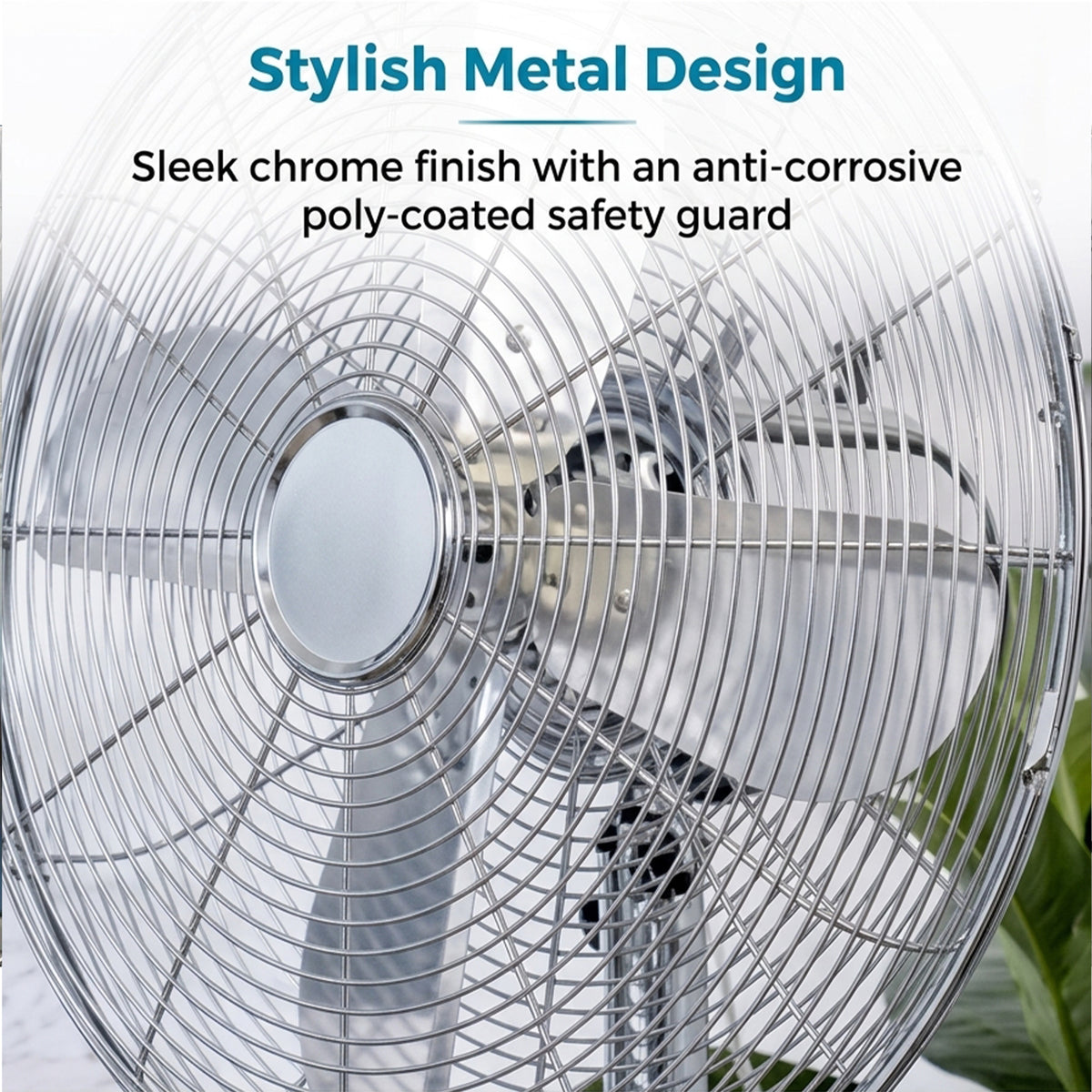 18” Pedestal Standing Floor Fan Chrome Metal Oscillation Electric 3-Speed