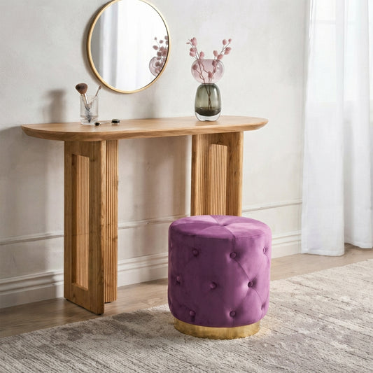 Beliani Pouffe CARROLLTON Velvet Purple Cushion Stool