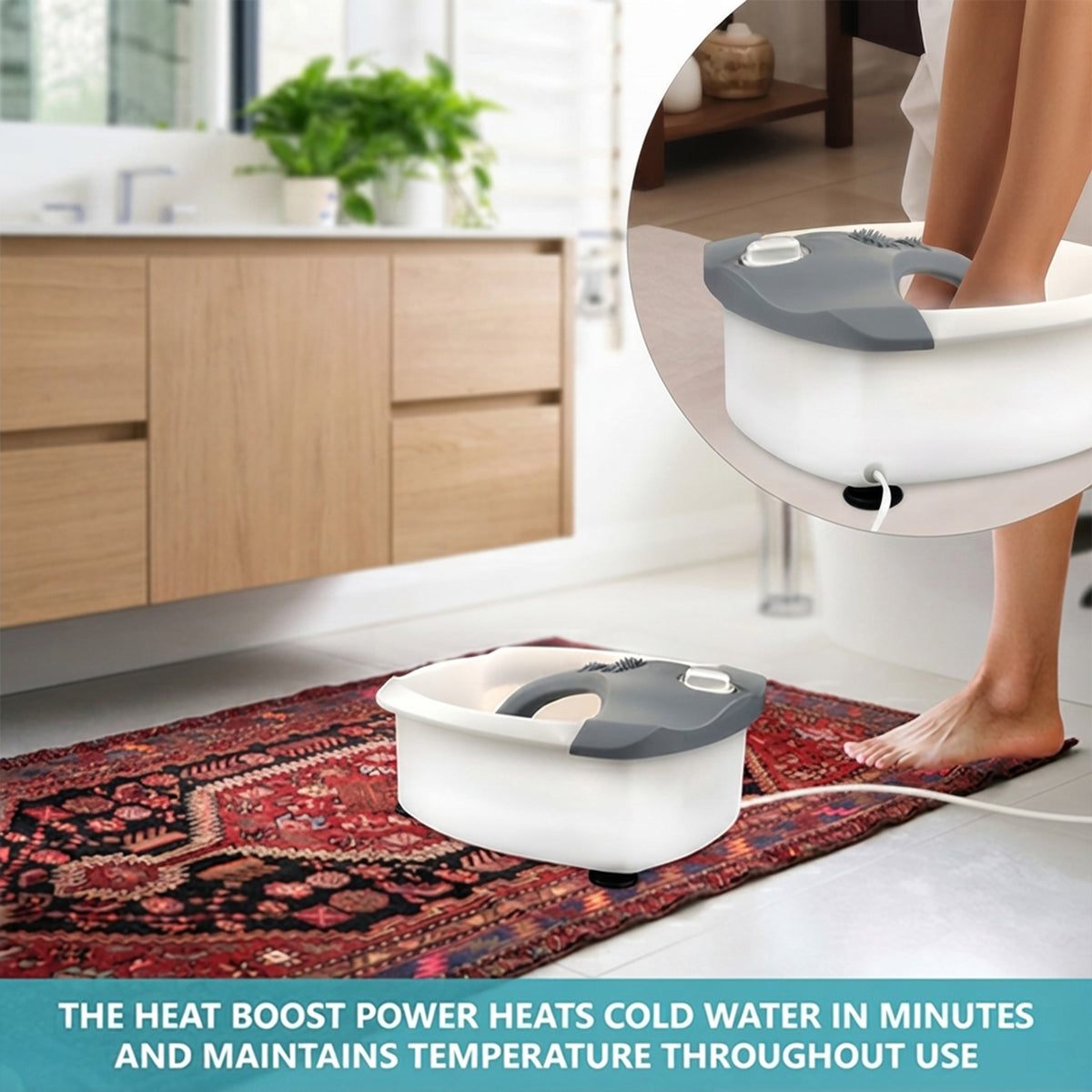 DENNY Foot Spa & Massager Pedicure Bath with Electric Temp Controller Heater,