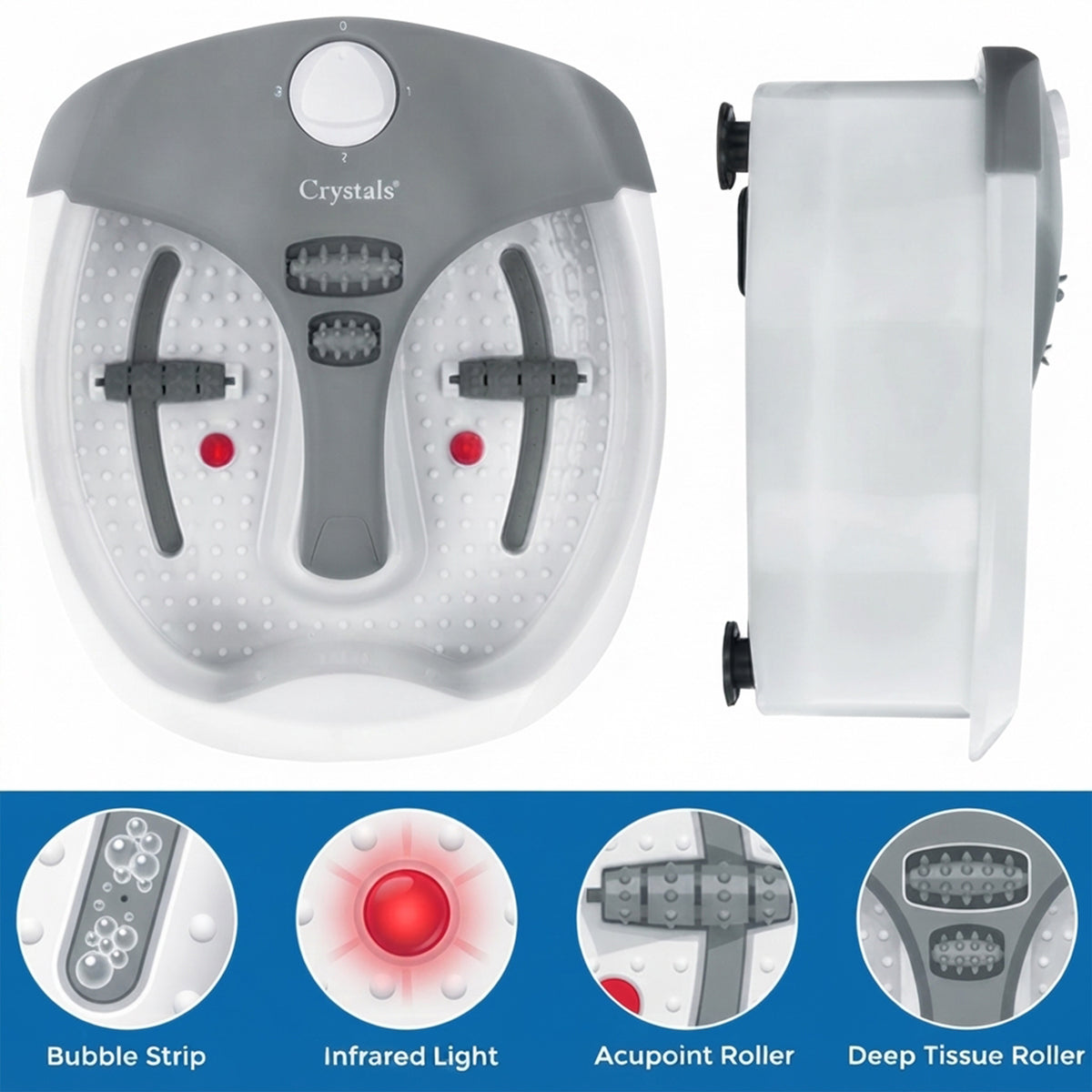 DENNY Foot Spa & Massager Pedicure Bath with Electric Temp Controller Heater,