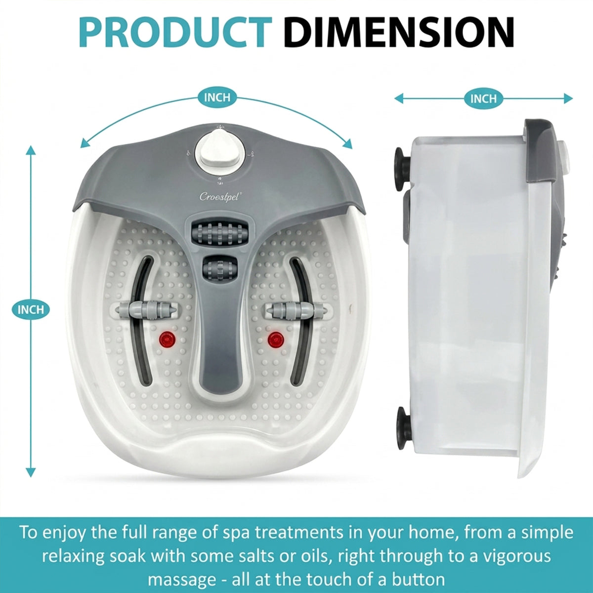 Foot Spa Pedicure Electric Vibrating Wet Warm Bath with Infrared Massage Roller