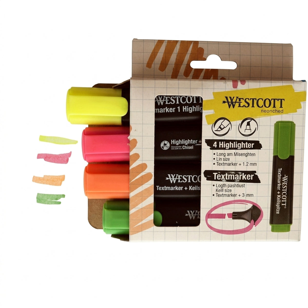 Share westcott,Highlighter,Text marker,4pcs,