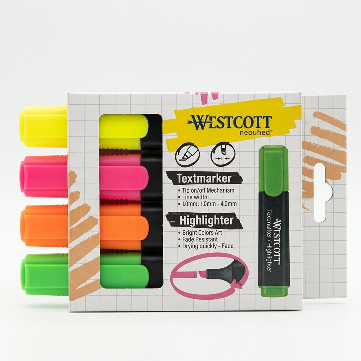 Share westcott,Highlighter,Text marker,4pcs,