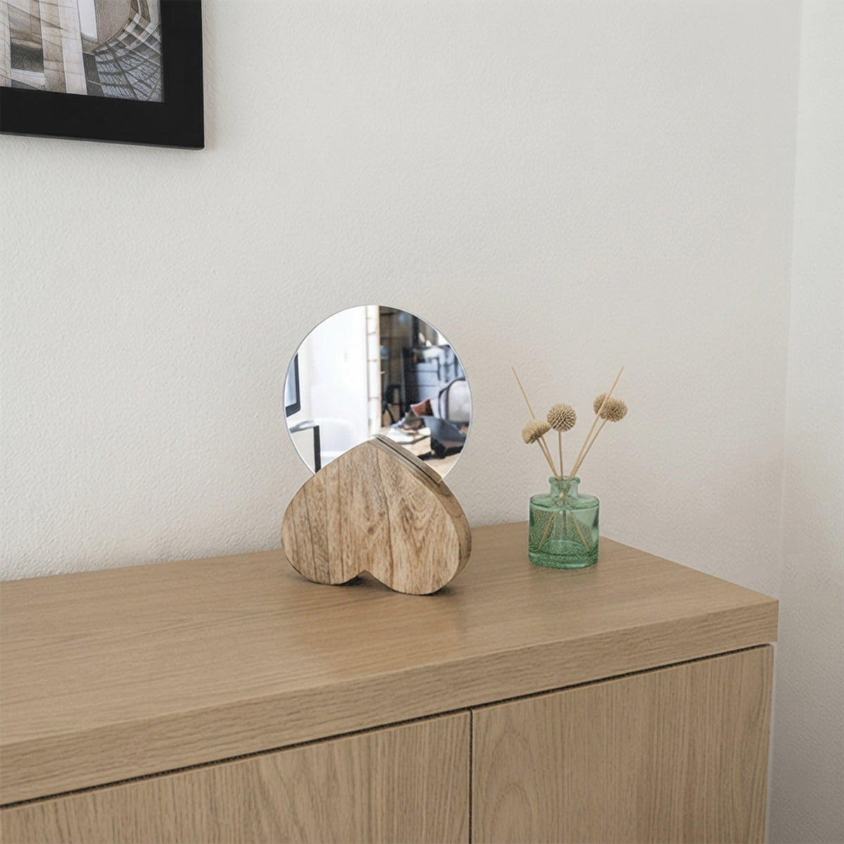 Wooden Heart Shaped with Mirror