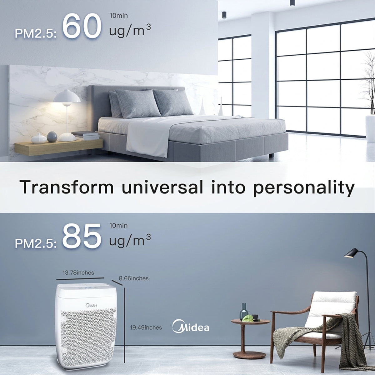 Zigma Aerio-300 AI / Smart HEPA Air Purifier for Large Rooms 5-in-1