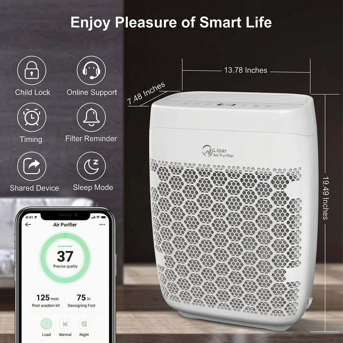 Zigma Aerio-300 AI / Smart HEPA Air Purifier for Large Rooms 5-in-1