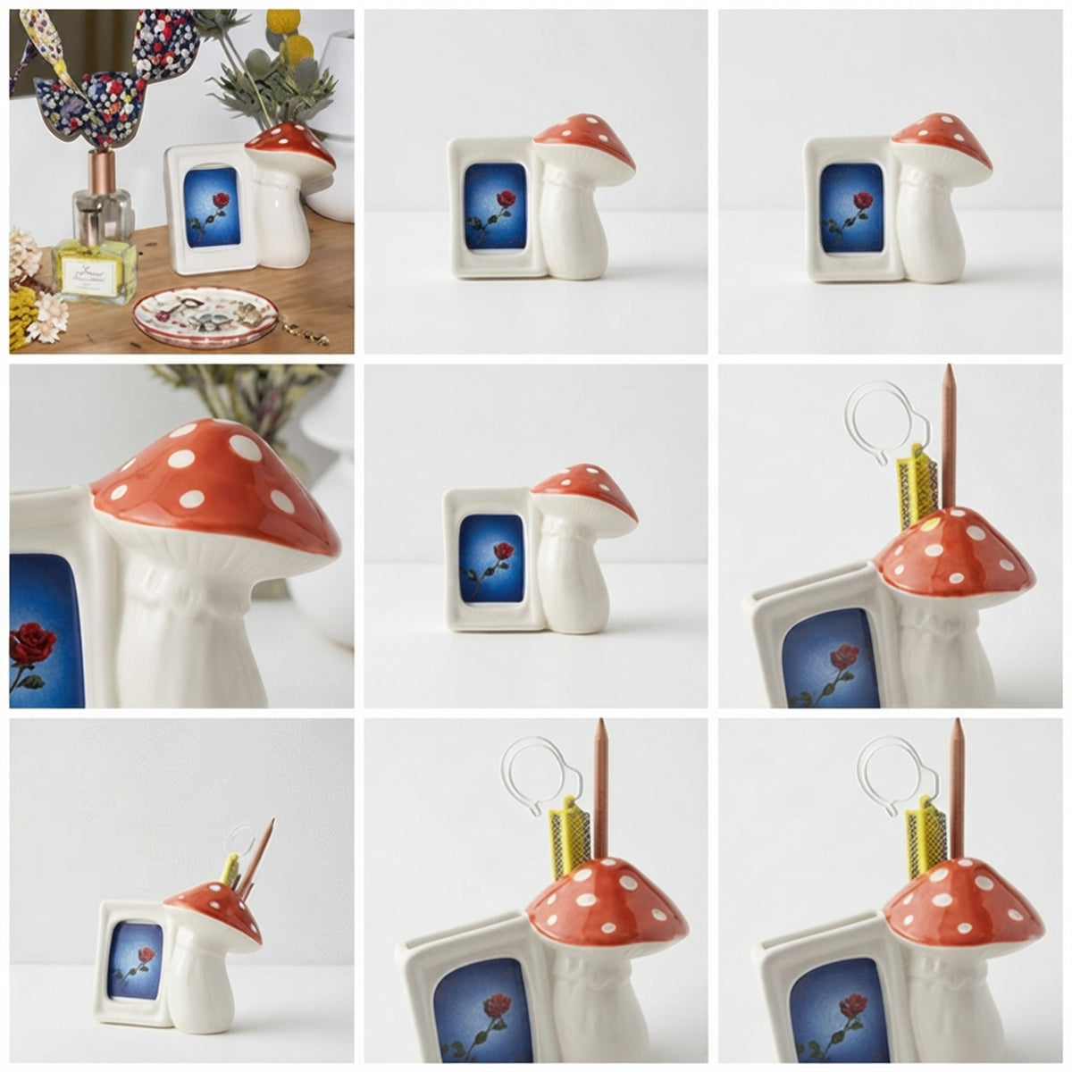 mushroom instax fram,pen Holder,photo fram