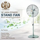 Standing Floor Fan Copper Metal Oscillation Electric 3-Speed 18 Inch No Sound.