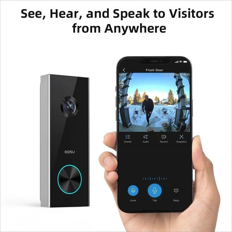 Aosu Video Doorbell Pro And Wi-fi Homebase, 2K QHD, Works With Alexa & Google